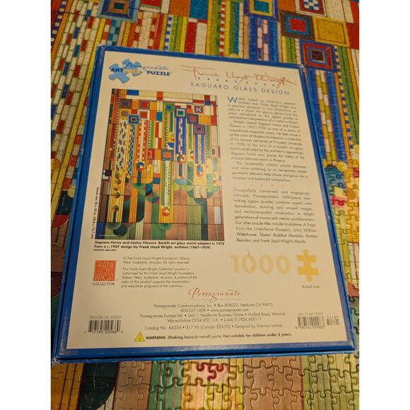 Frank Lloyd Wright Saguaro Glass Design Pomegranate Art Piece 1000 Pc COMPLETE - Picture 4 of 5